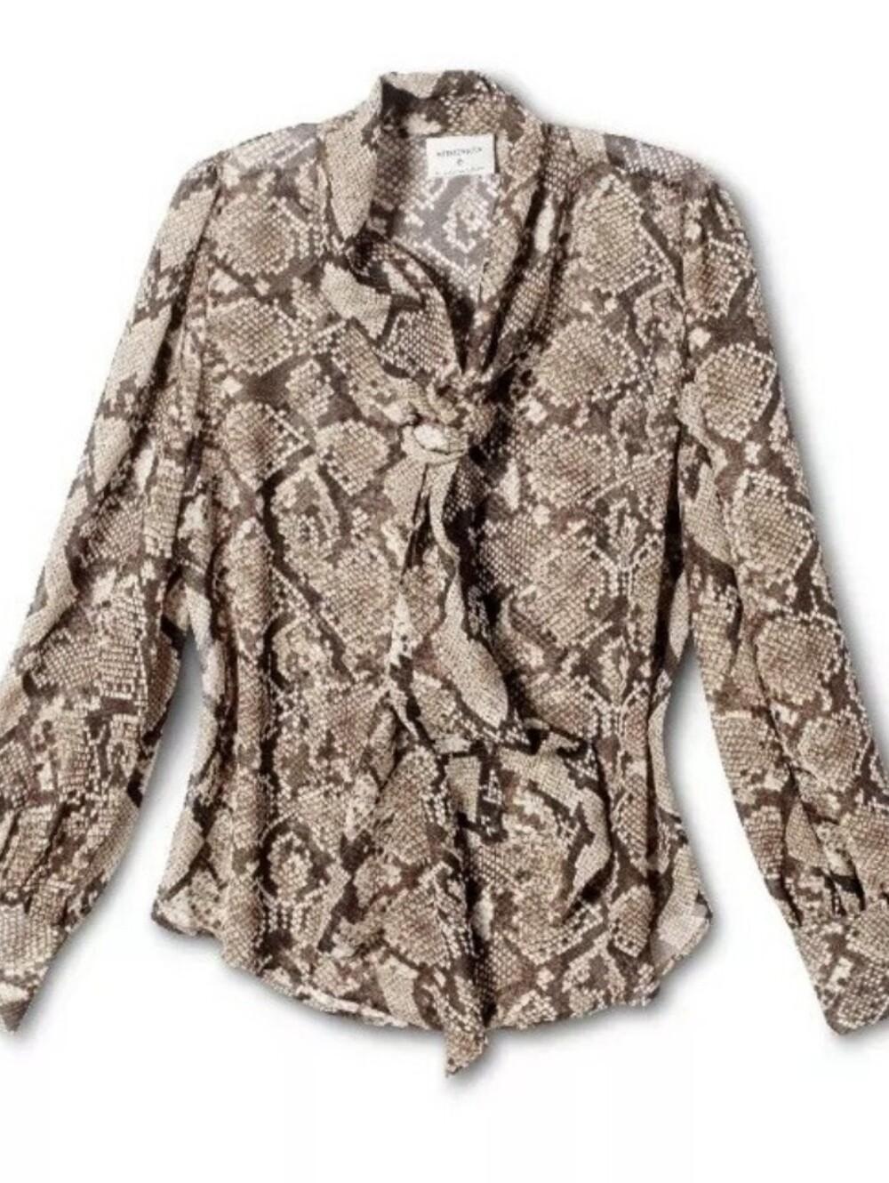 Altuzarra x Target Brown, Black & Cream Snake-Print Blouse w/attached scarf M
